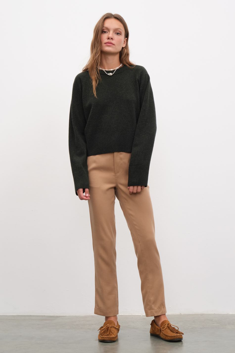 Raglan Sleeve Crop Cashmere Merino Sweater