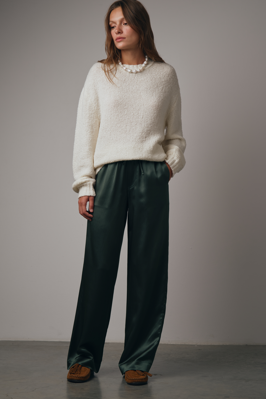Silk-Satin Wide-Leg Pants
