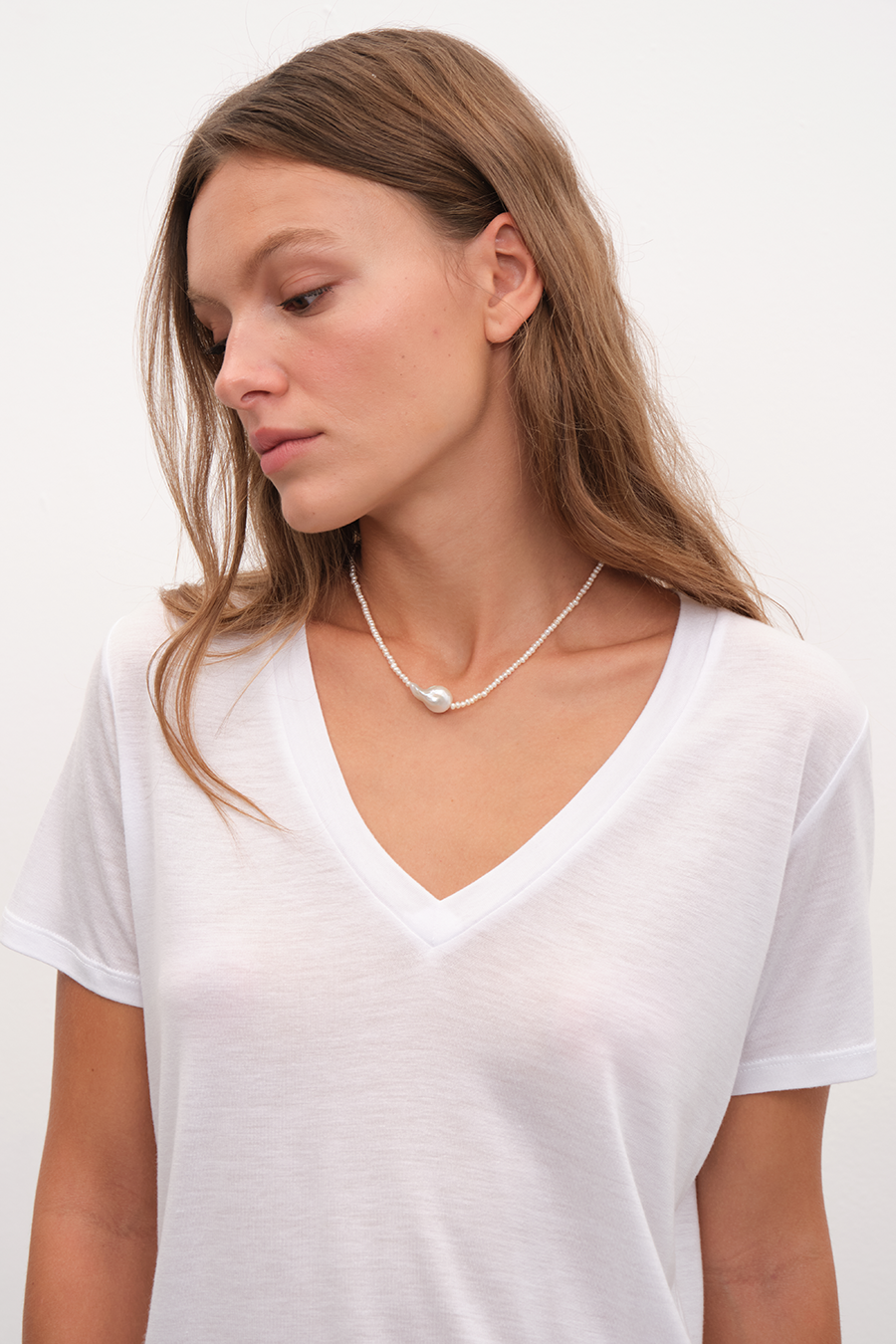 V Neck T-shirt in Lyocell (TENCEL™)
