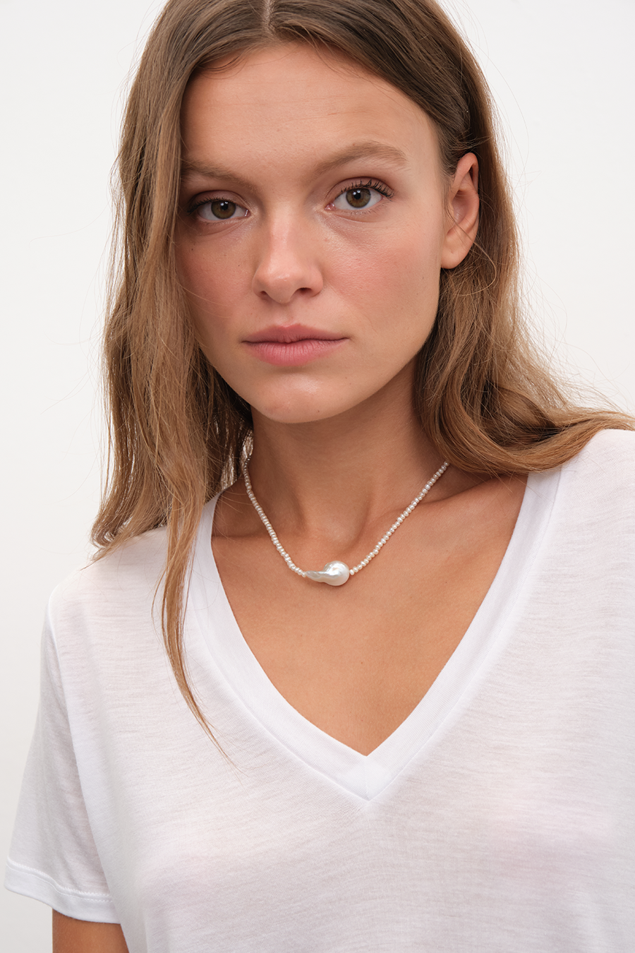 V Neck T-shirt in Lyocell (TENCEL™)