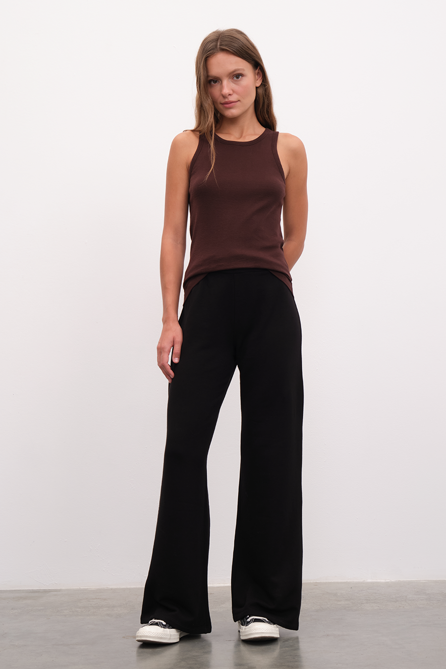 Fitted Tank Top in Micro-Ribbed Cotton