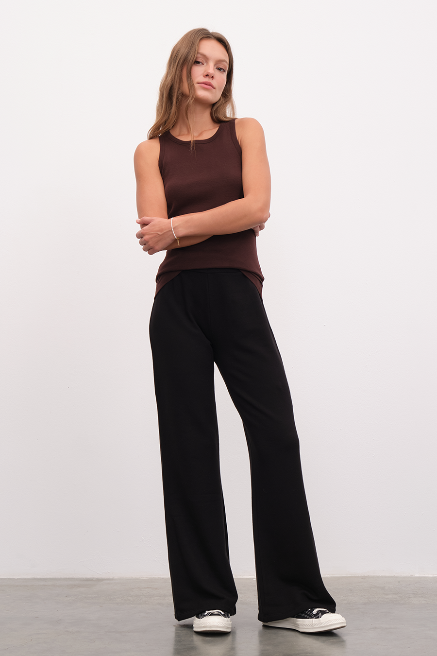Fitted Tank Top in Micro-Ribbed Cotton