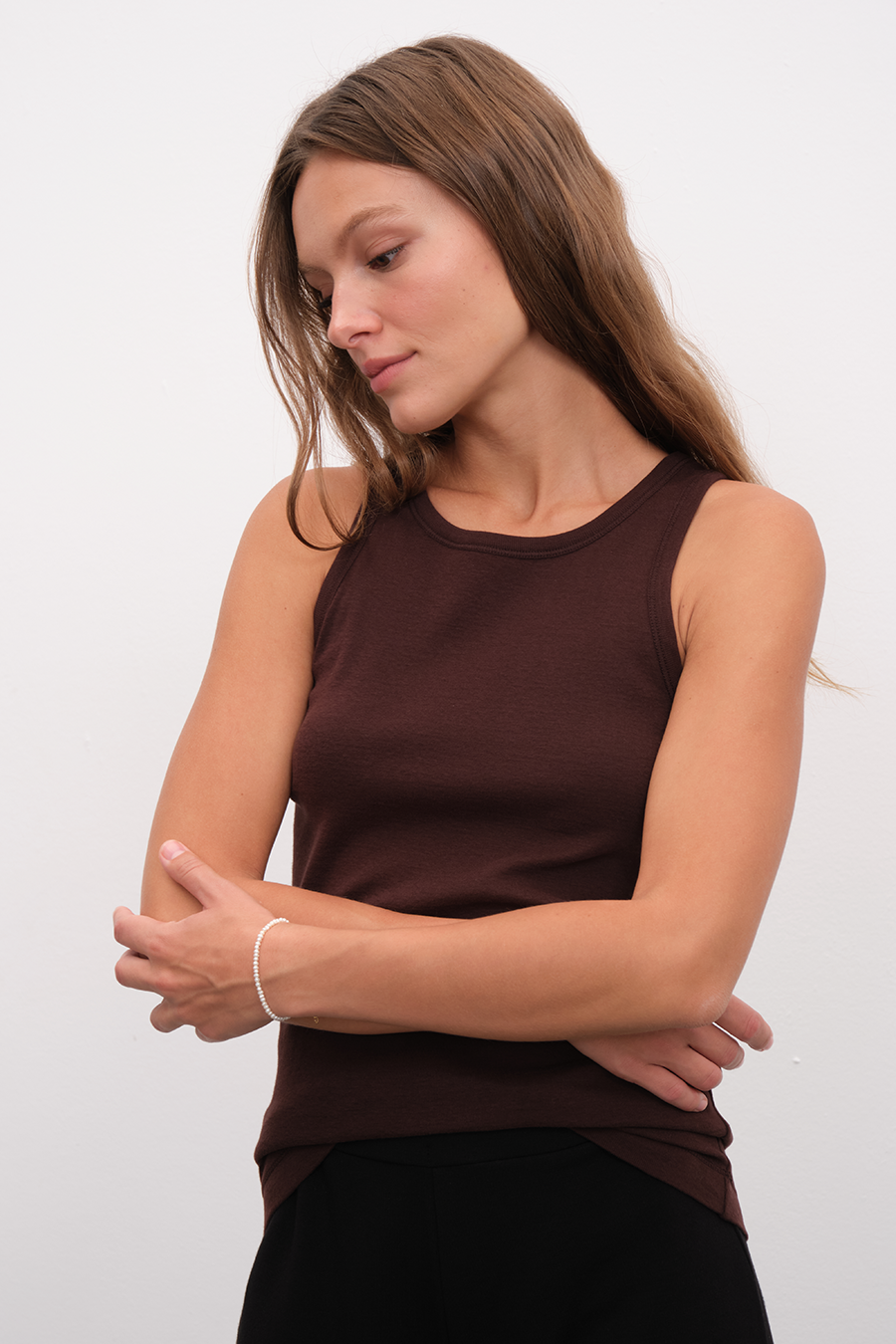 Fitted Tank Top in Micro-Ribbed Cotton