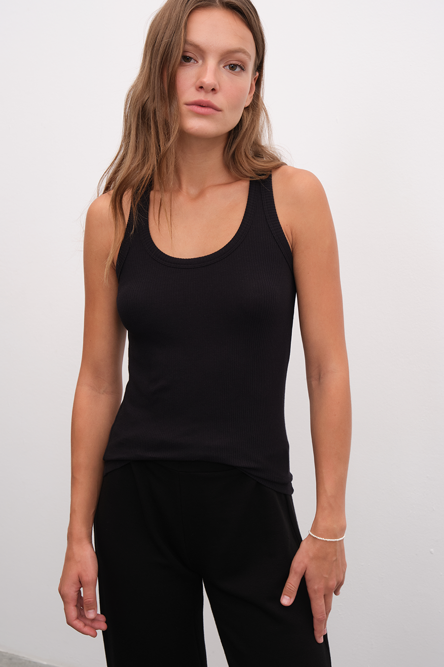 Ribbed Fitted Tank Top in Cotton