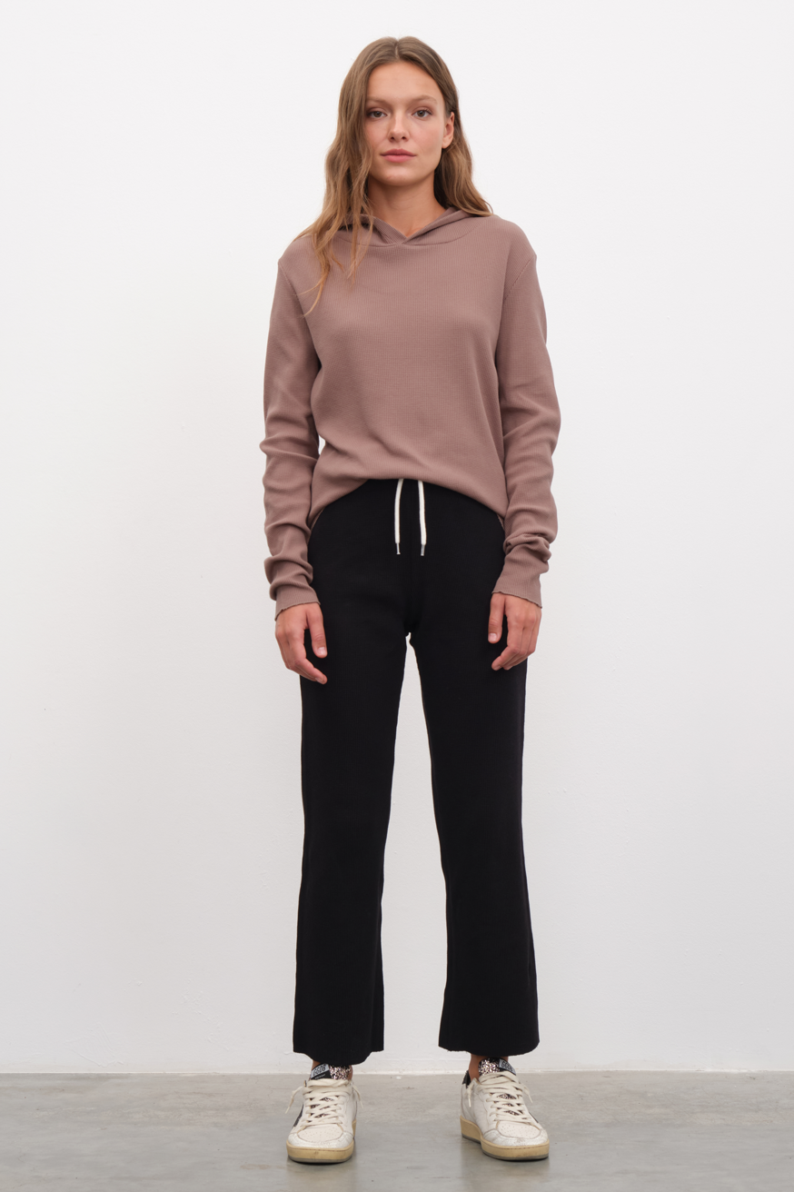 Waffle Cotton Crop Flare Sweatpants