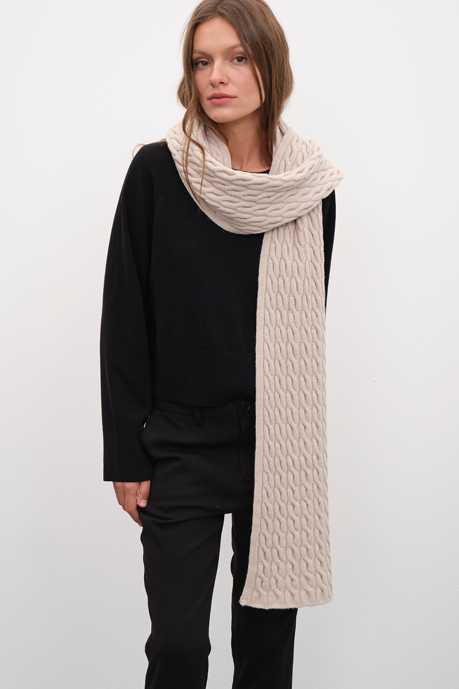 Cable Knit Merino Scarf