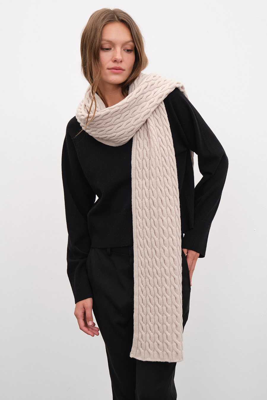 Cable Knit Merino Scarf