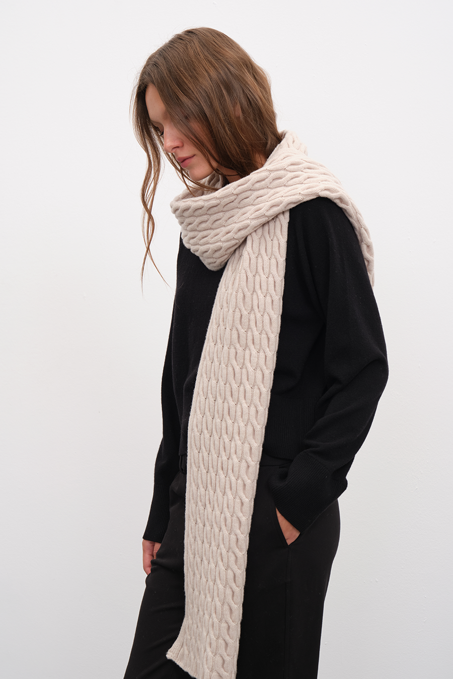 Cable Knit Merino Scarf