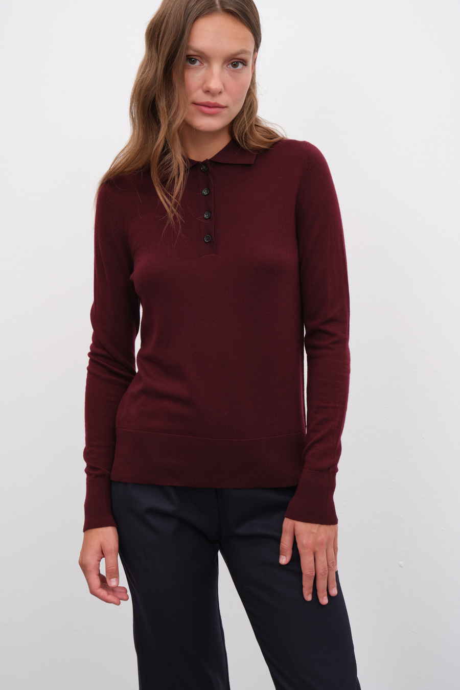 Polo Neck Lightweight Cashmere Merino Fitted Sweater