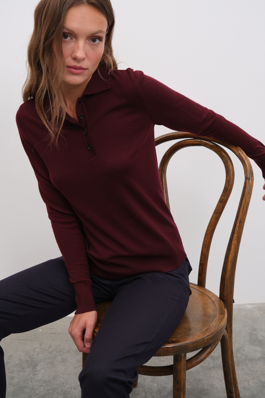 Polo Neck Lightweight Cashmere Merino Fitted Sweater