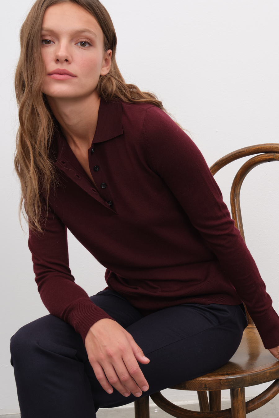 Polo Neck Lightweight Cashmere Merino Fitted Sweater