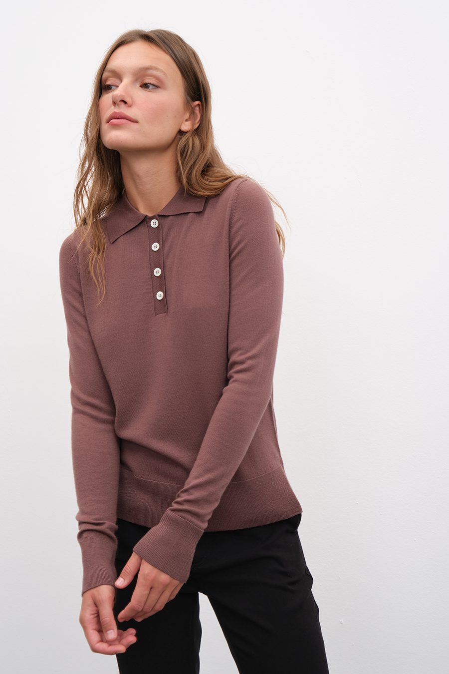 Polo Neck Lightweight Cashmere Merino Fitted Sweater