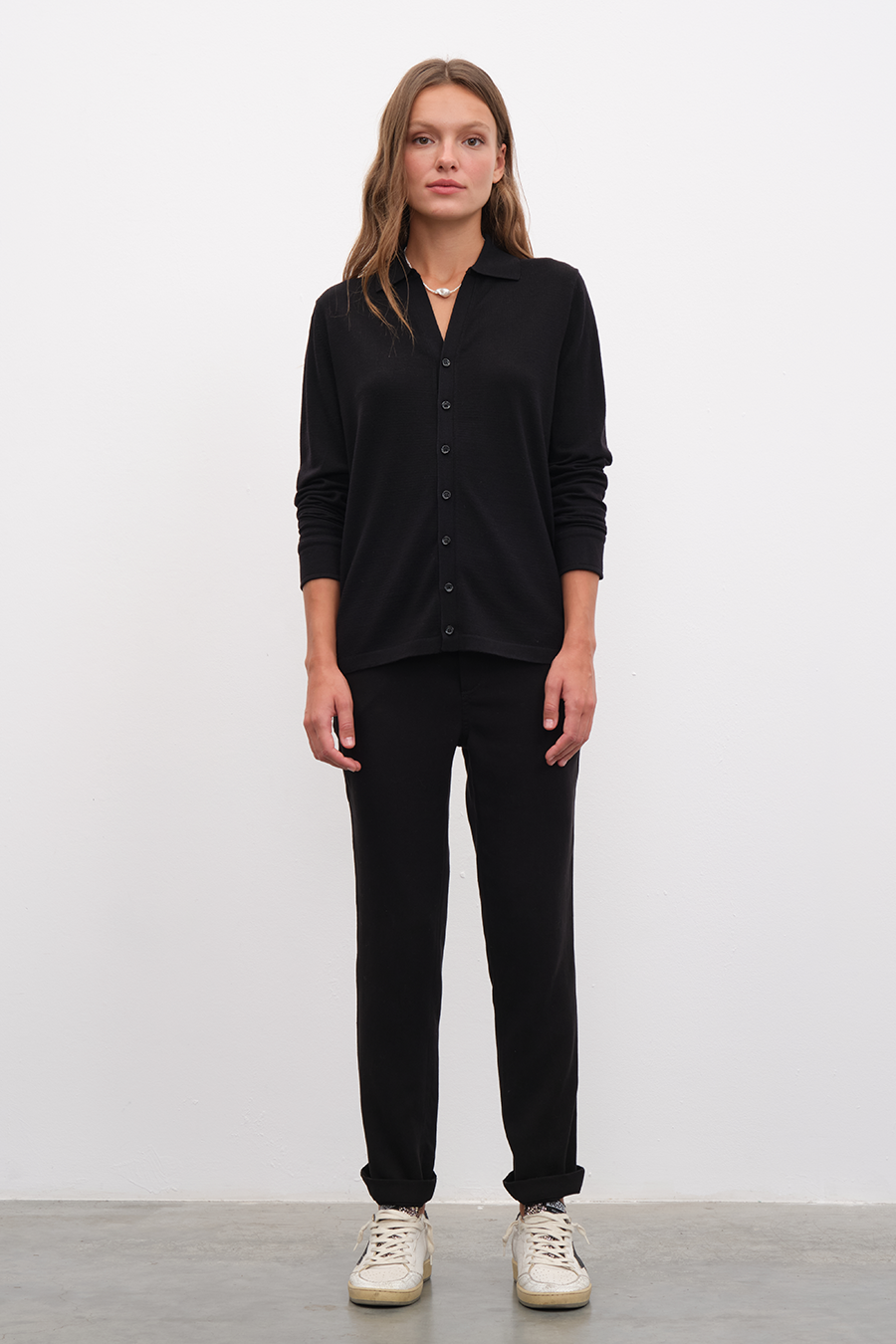 Polo Neck Lightweight Cashmere Merino Unisex Cardigan