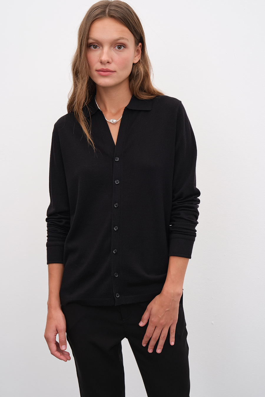 Polo Neck Lightweight Cashmere Merino Unisex Cardigan