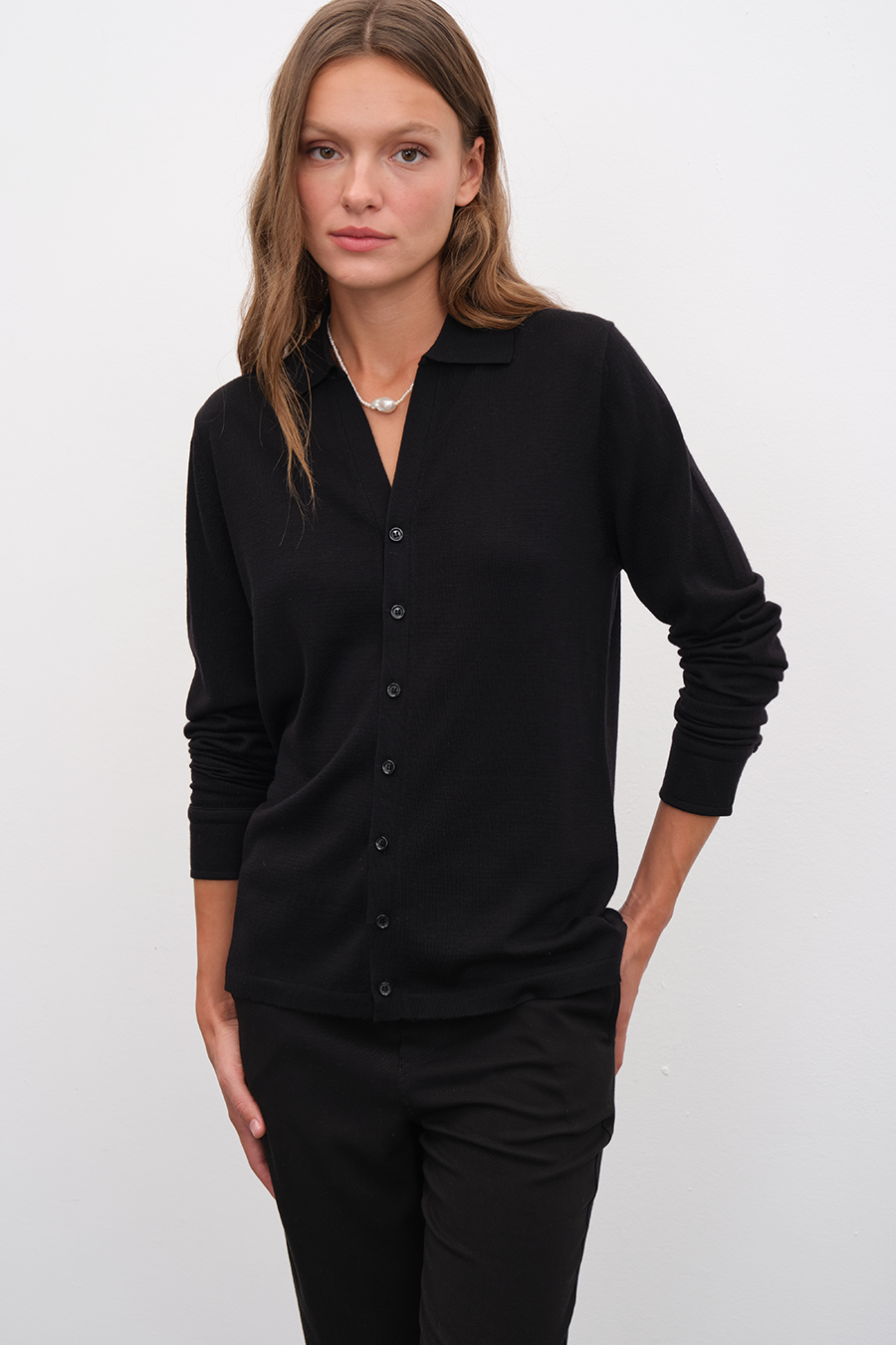 Polo Neck Lightweight Cashmere Merino Unisex Cardigan