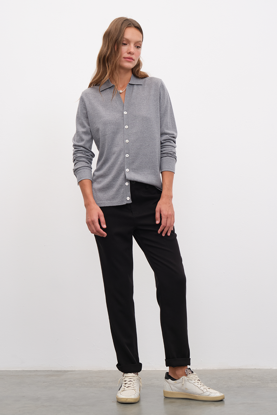 Polo Neck Lightweight Cashmere Merino Unisex Cardigan