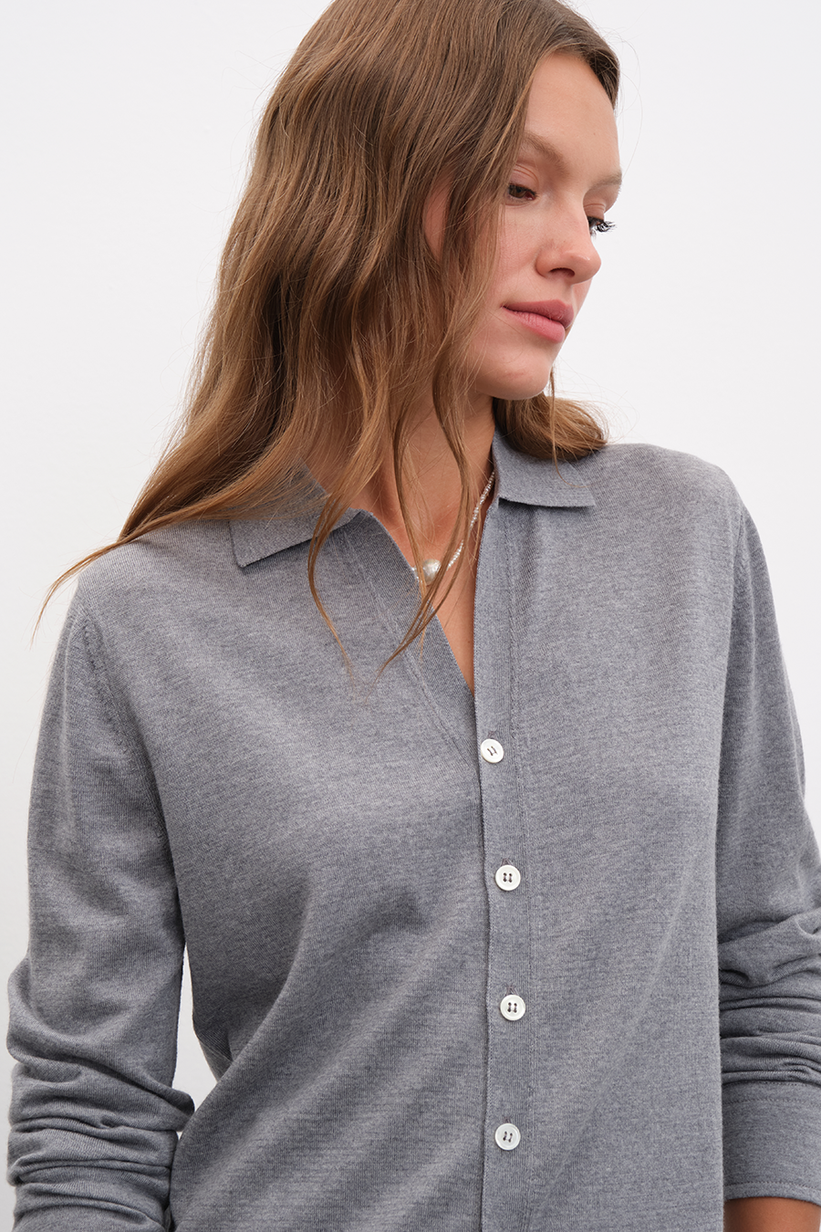 Polo Neck Lightweight Cashmere Merino Unisex Cardigan