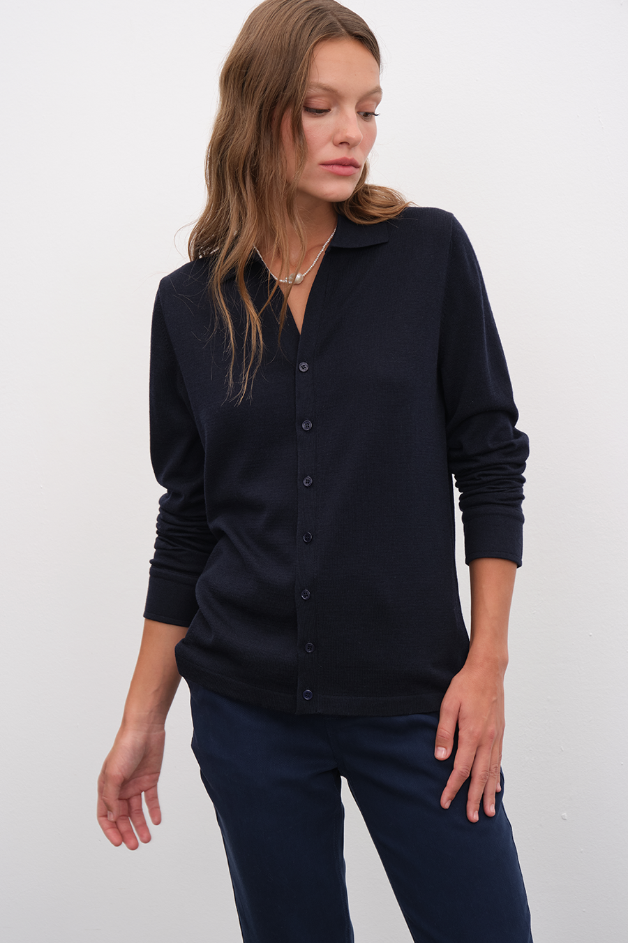 Polo Neck Lightweight Cashmere Merino Unisex Cardigan