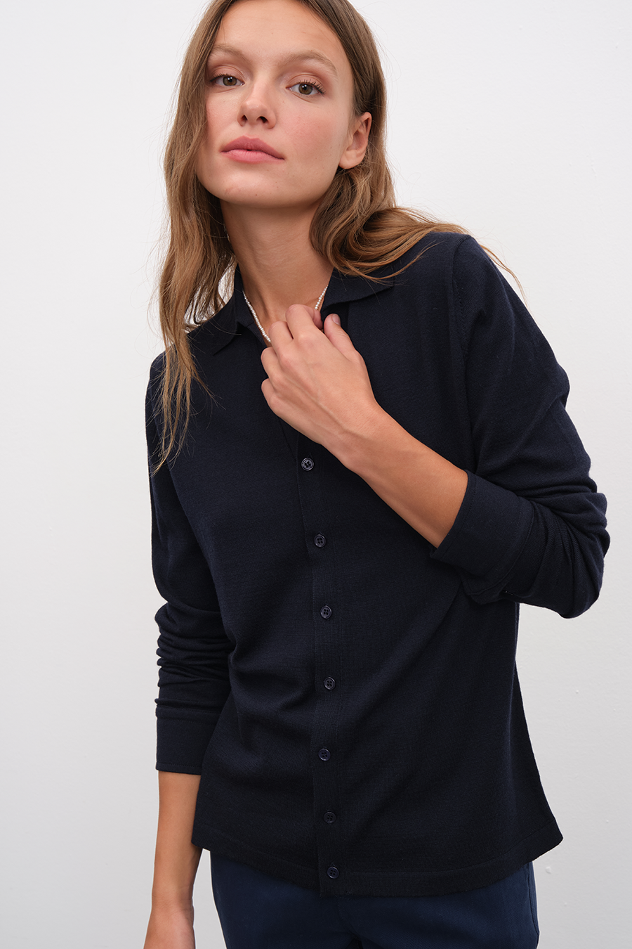 Polo Neck Lightweight Cashmere Merino Unisex Cardigan