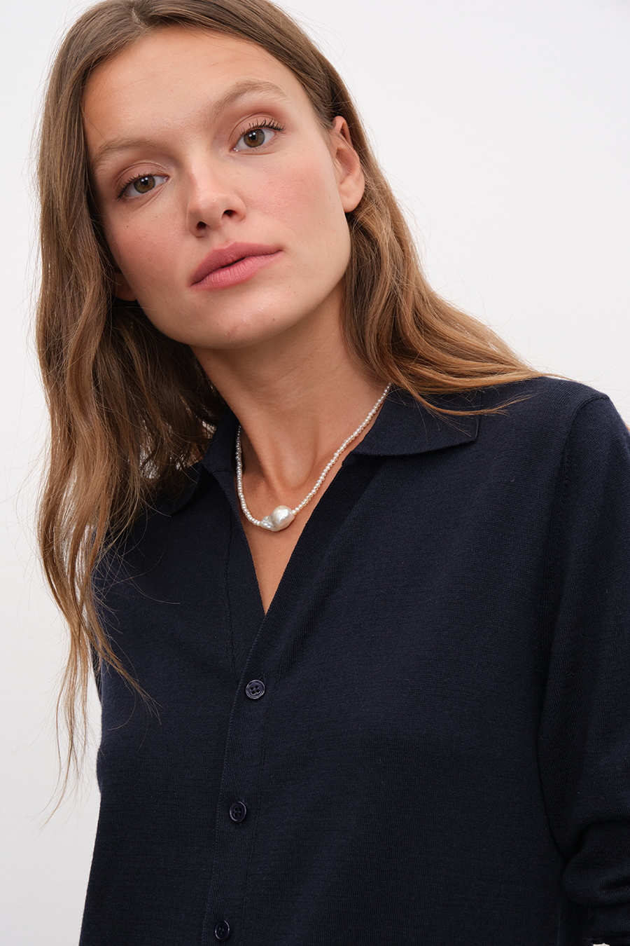 Polo Neck Lightweight Cashmere Merino Unisex Cardigan