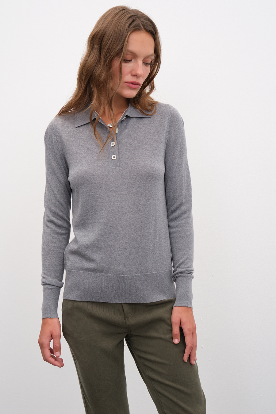 Polo Neck Lightweight Cashmere Merino Fitted Sweater