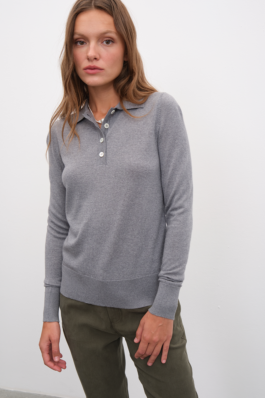 Polo Neck Lightweight Cashmere Merino Fitted Sweater