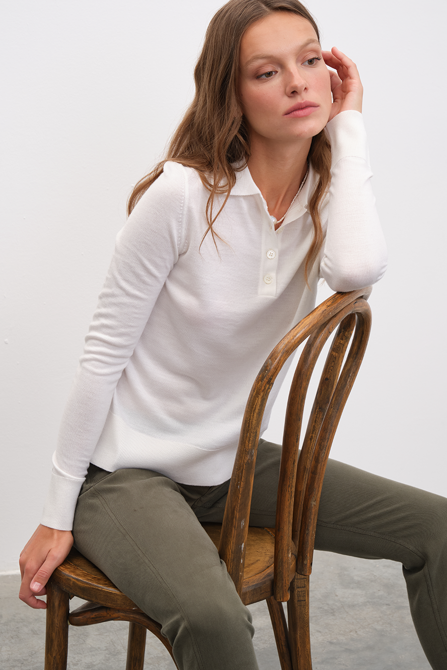 Polo Neck Lightweight Cashmere Merino Fitted Sweater