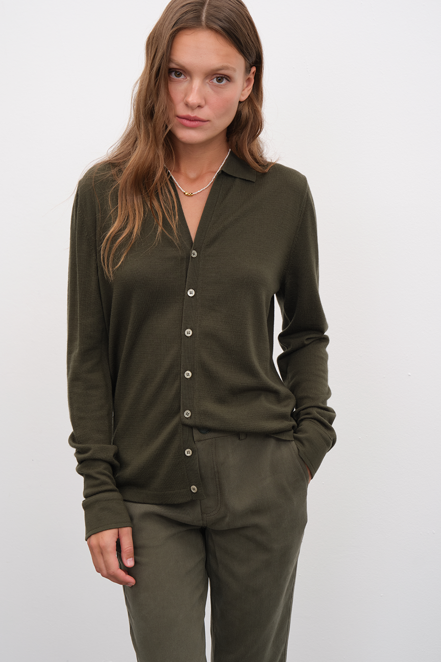 Polo Neck Lightweight Cashmere Merino Unisex Cardigan