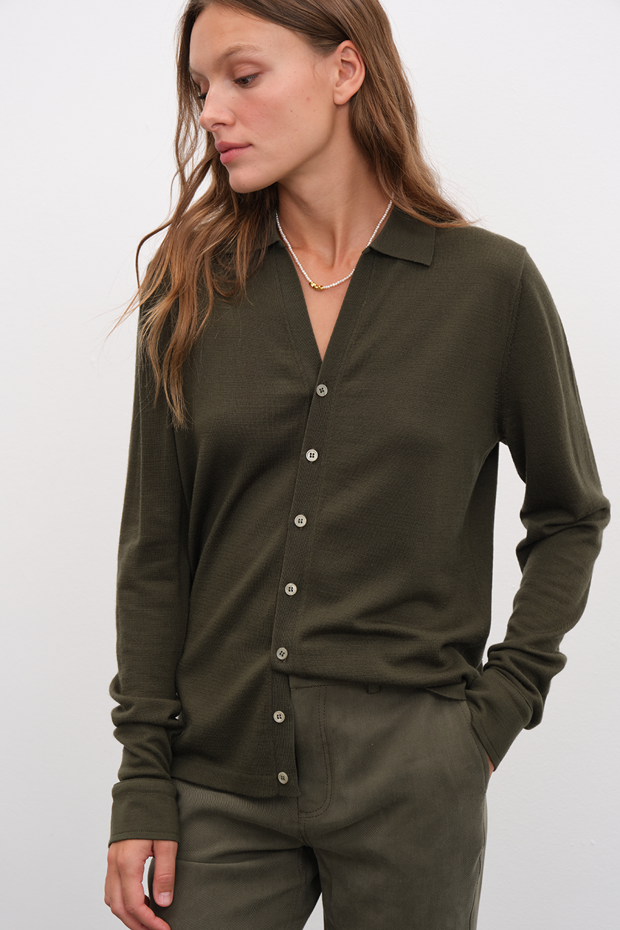 Polo Neck Lightweight Cashmere Merino Unisex Cardigan