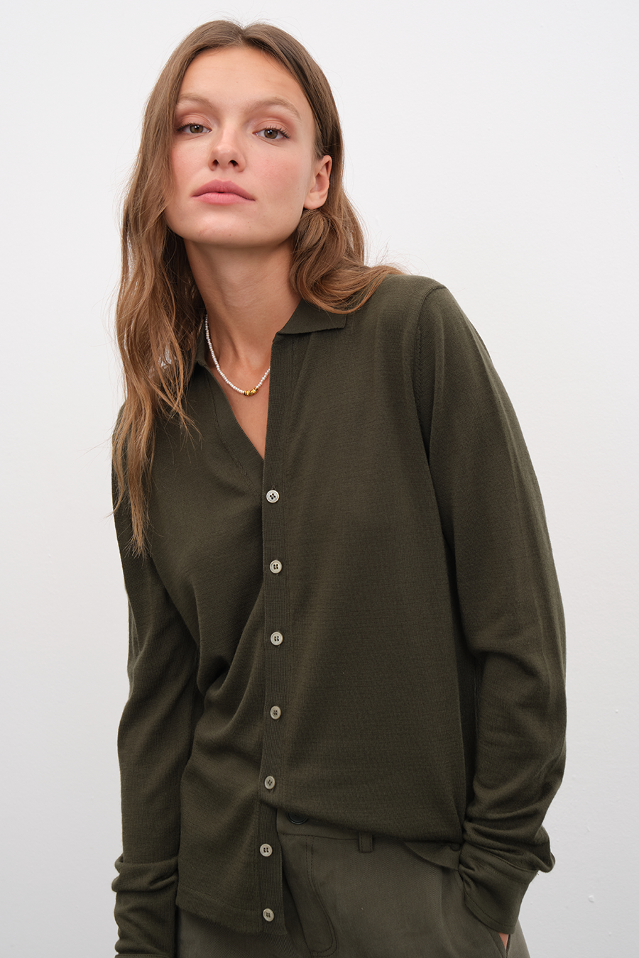 Polo Neck Lightweight Cashmere Merino Unisex Cardigan