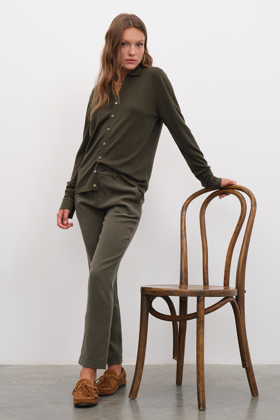 Polo Neck Lightweight Cashmere Merino Unisex Cardigan