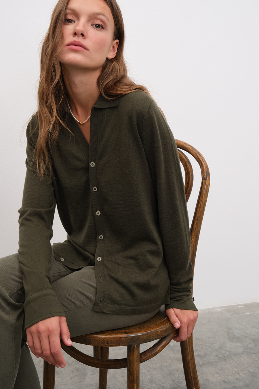 Polo Neck Lightweight Cashmere Merino Unisex Cardigan