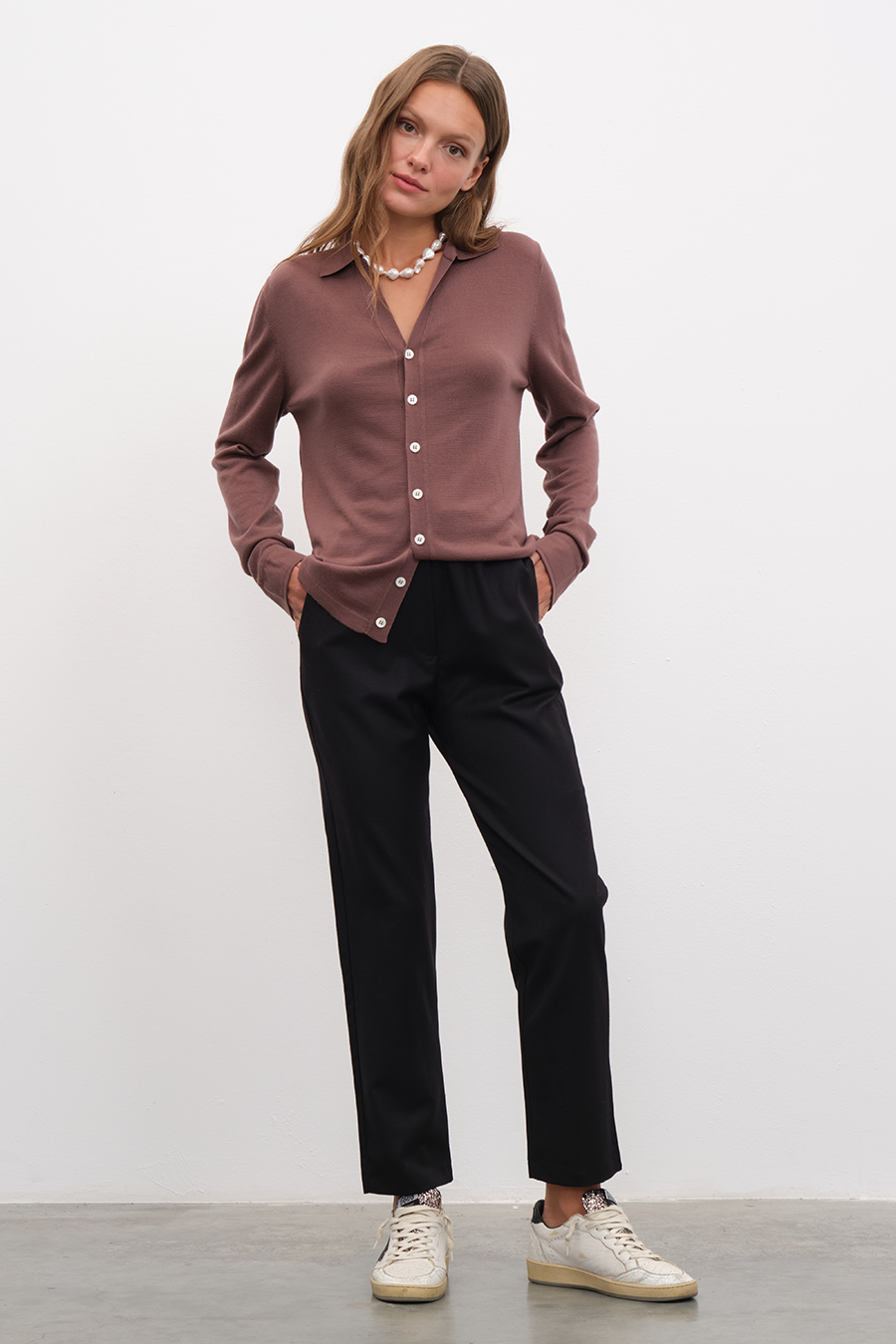 Polo Neck Lightweight Cashmere Merino Unisex Cardigan