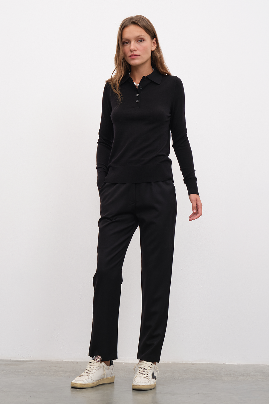 Polo Neck Lightweight Cashmere Merino Fitted Sweater