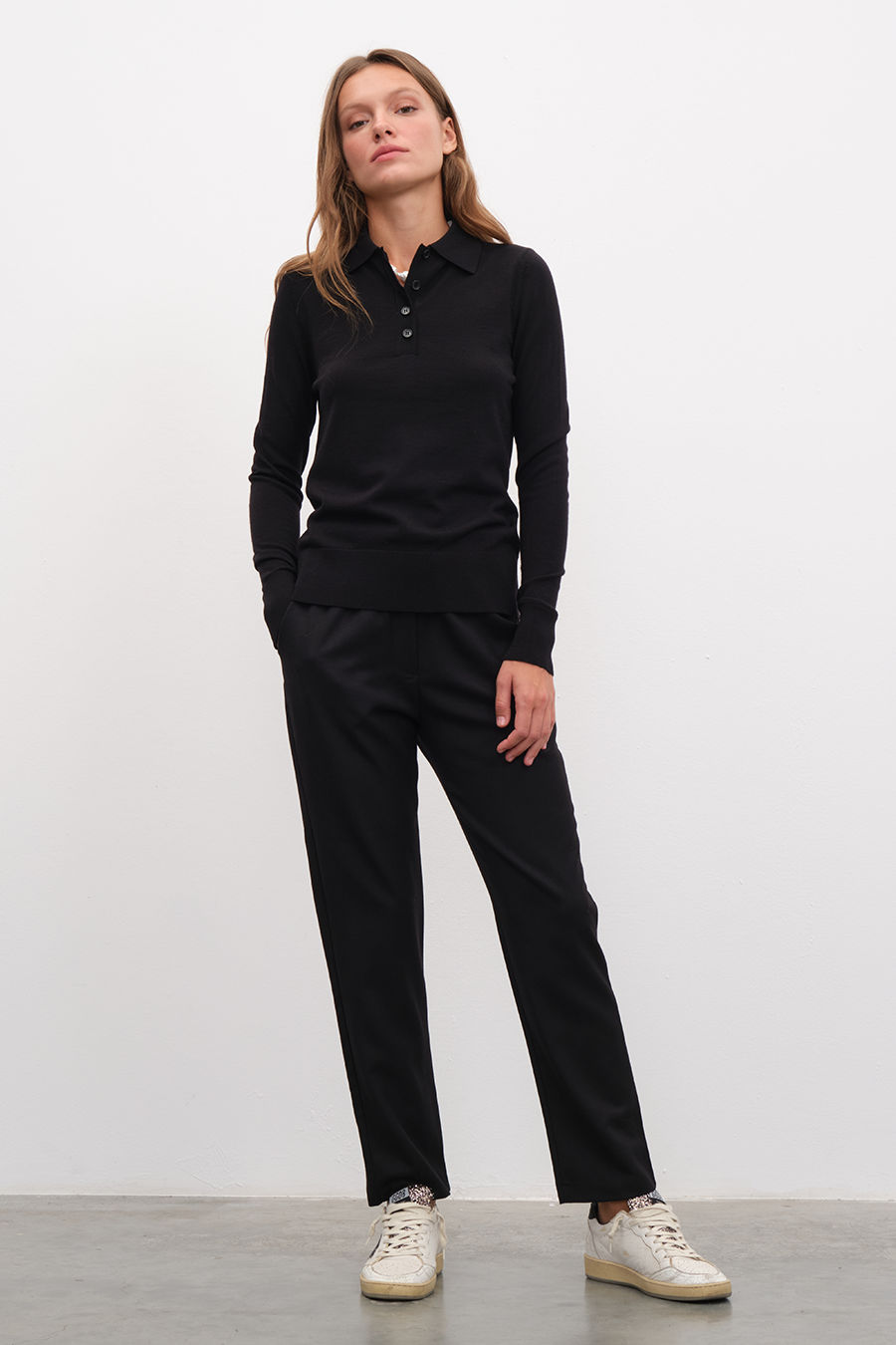 Polo Neck Lightweight Cashmere Merino Fitted Sweater