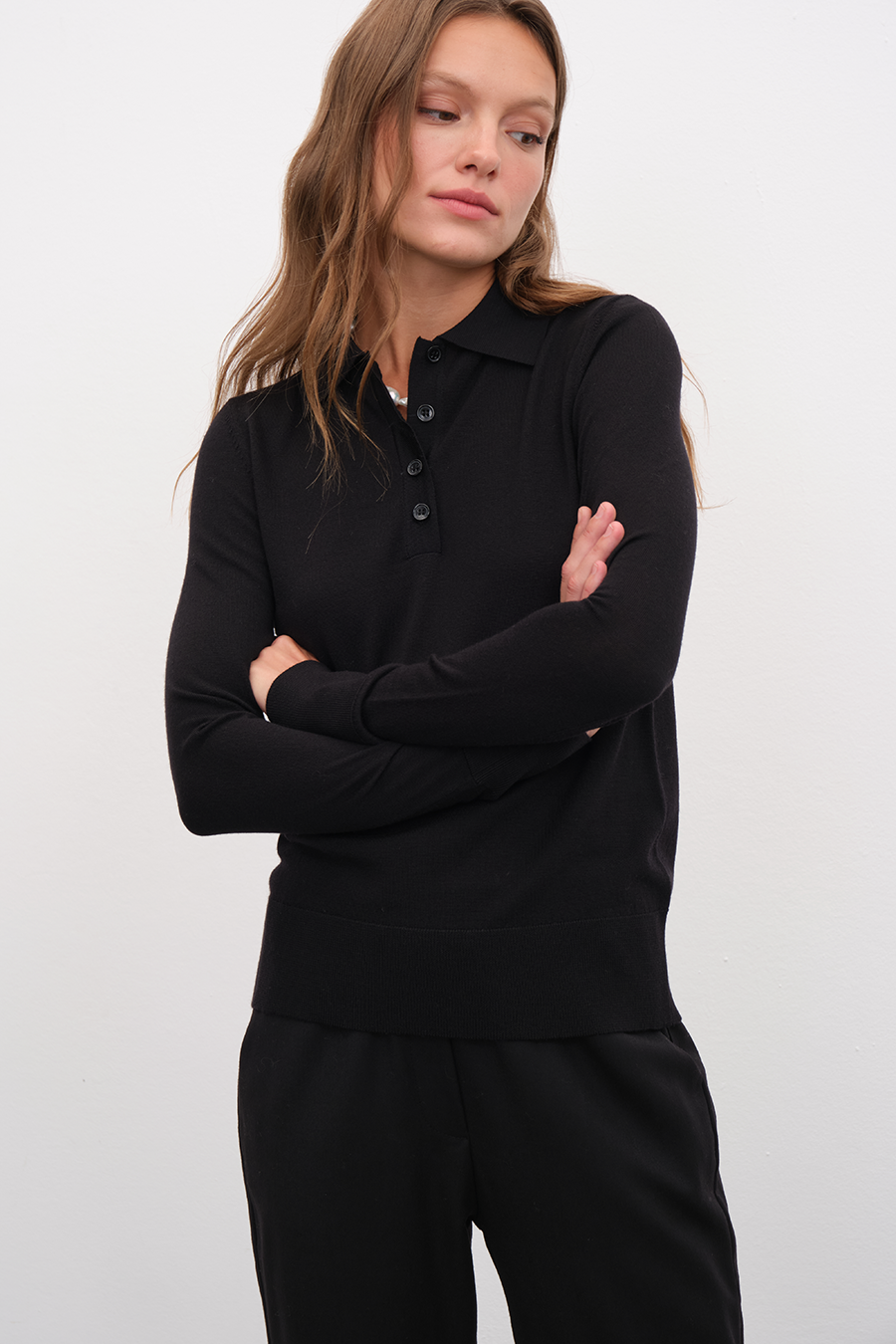 Polo Neck Lightweight Cashmere Merino Fitted Sweater