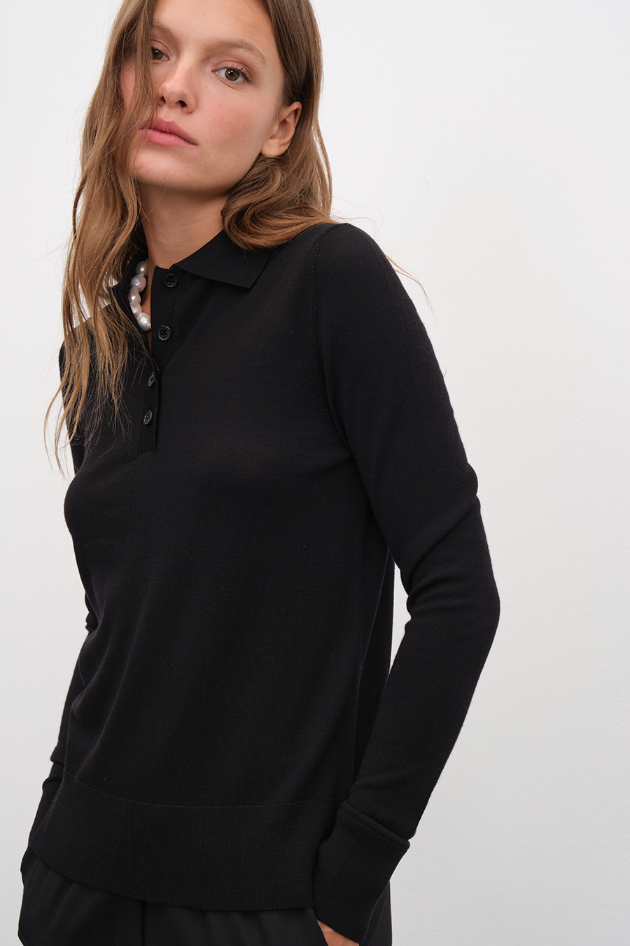 Polo Neck Lightweight Cashmere Merino Fitted Sweater