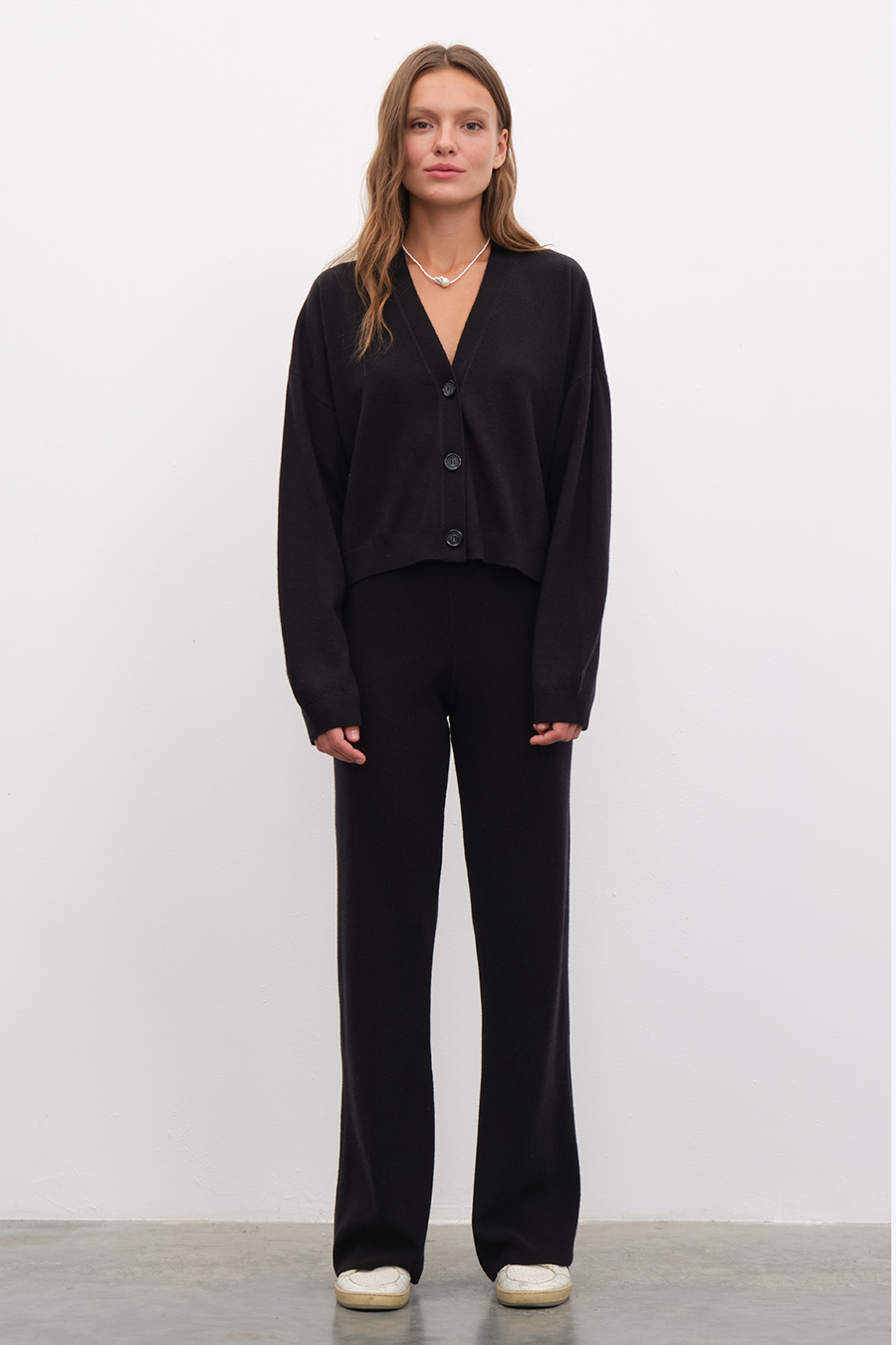 Ribbed Wide Leg Merino Pants