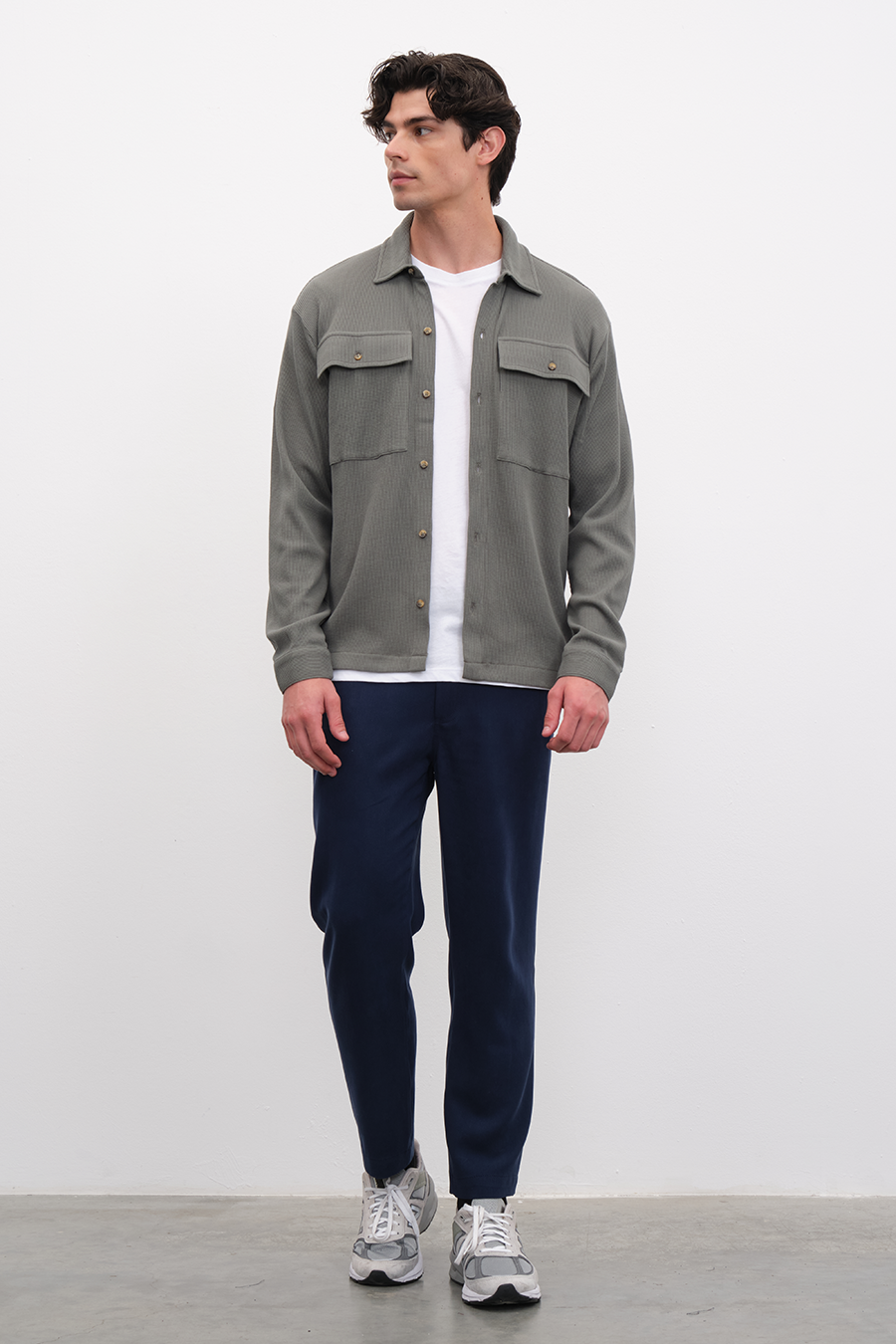 Waffle Cotton Shirt Jacket