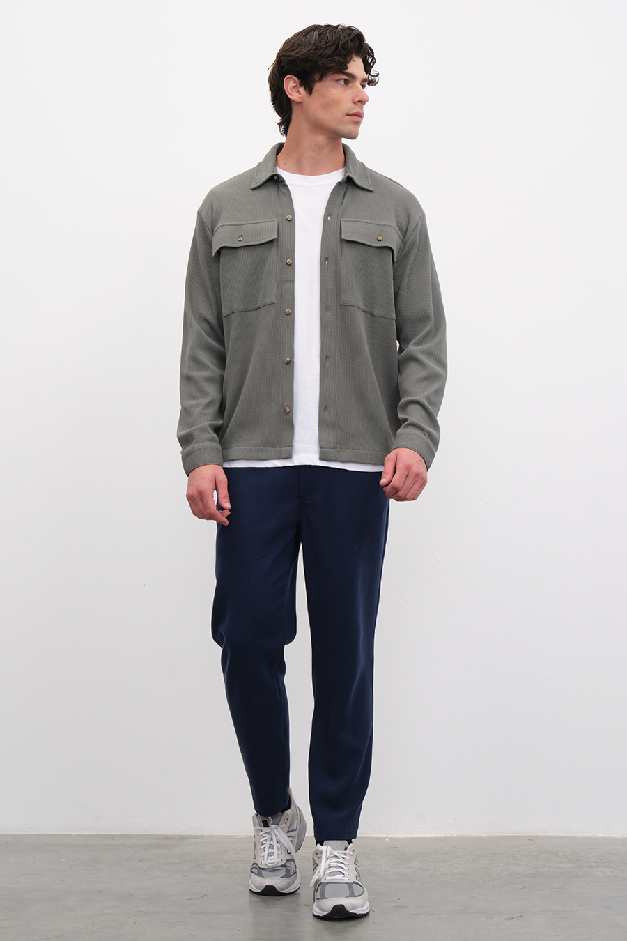 Waffle Cotton Shirt Jacket