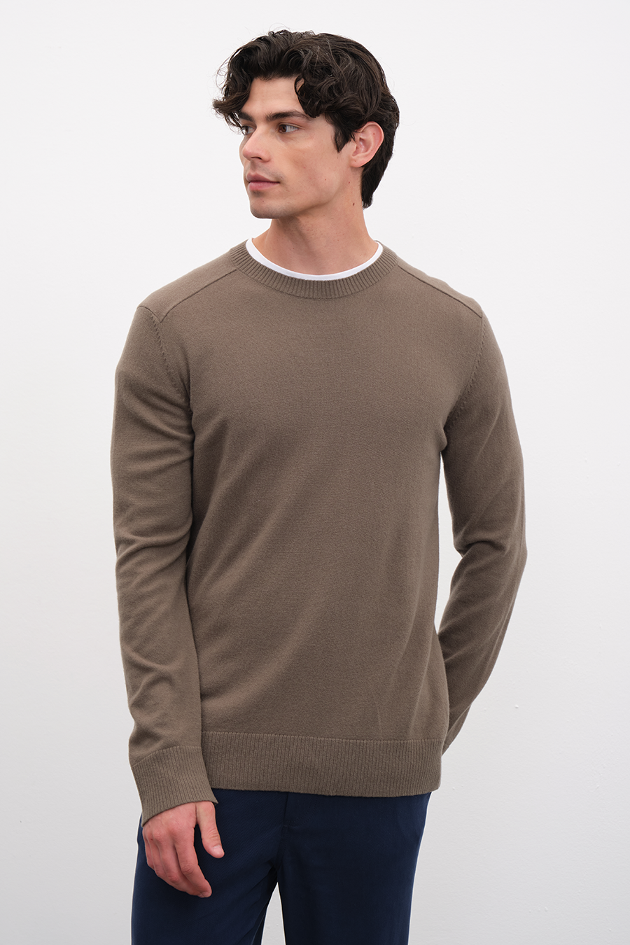 Cashmere Merino Sweater with Shoulder Stitching
