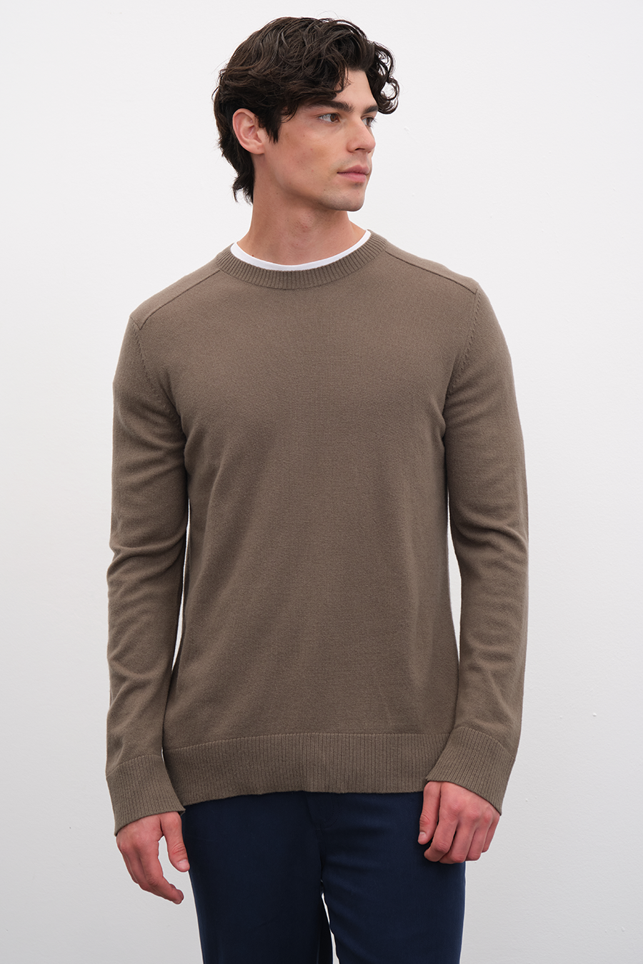 Cashmere Merino Sweater with Shoulder Stitching