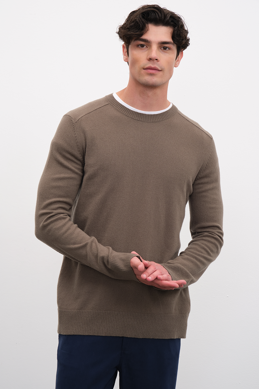 Cashmere Merino Sweater with Shoulder Stitching