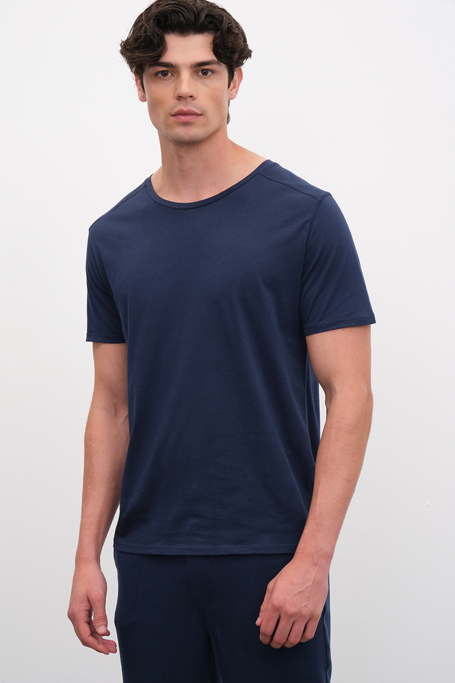 Shoulder and Back Stitched T-shirt in Lightweight Cotton/Modal Blend
