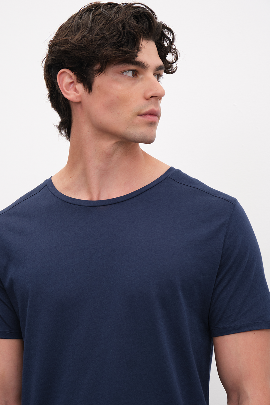 Shoulder and Back Stitched T-shirt in Lightweight Cotton/Modal Blend