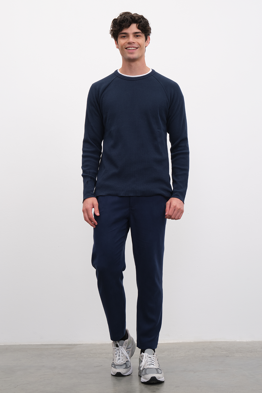 Raglan Sleeve Waffle Cotton T-shirt/Sweatshirt