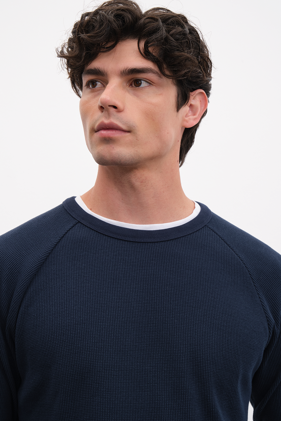 Raglan Sleeve Waffle Cotton T-shirt/Sweatshirt