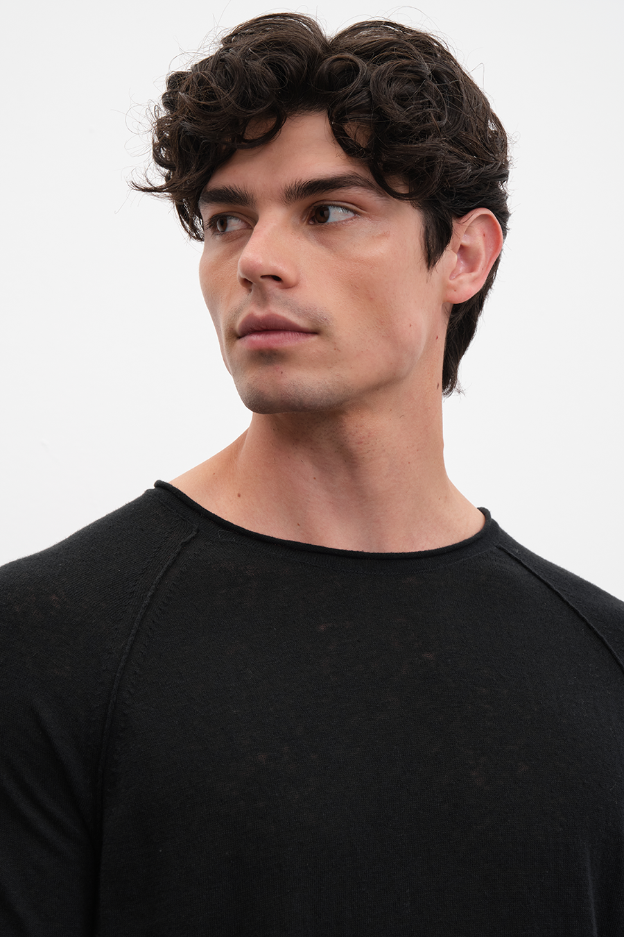 Raglan Sleeve Lightweight Unisex Sweater in Cotton/Linen Blend