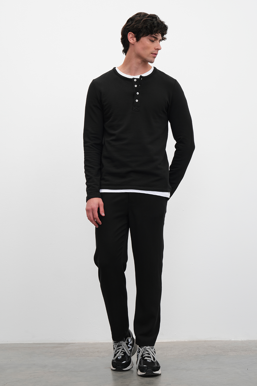 Modal Fleece Half-Buttoned Sweatshirt