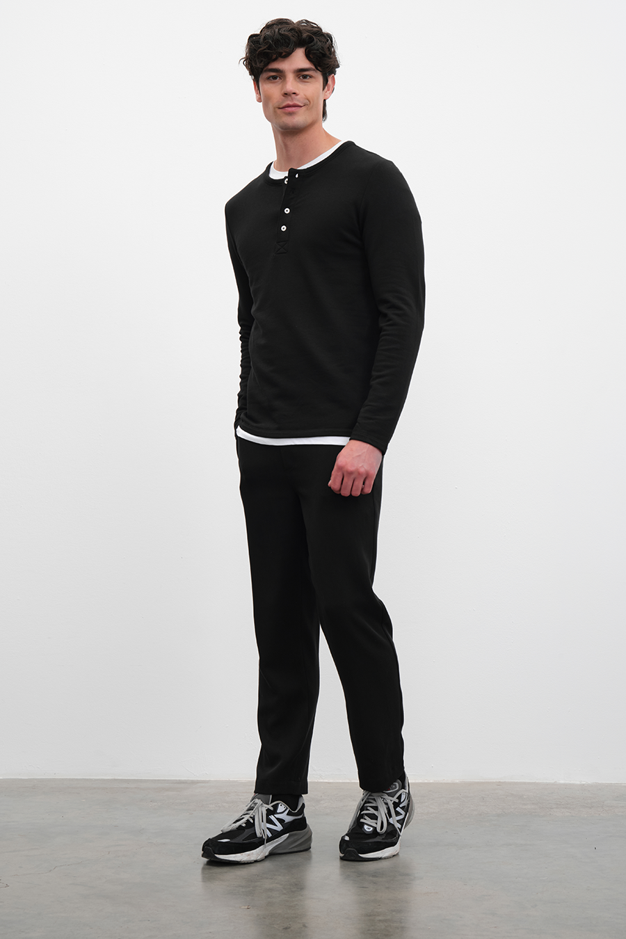 Modal Fleece Half-Buttoned Sweatshirt